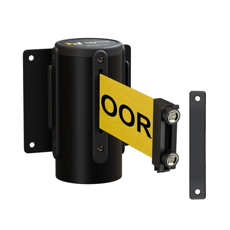 Montour Line Retr. Belt Barrier Fxd Black Metal Wall Mt 8.5' Y.Wet..Belt WM115-BK-CAWETYB-F-M-85